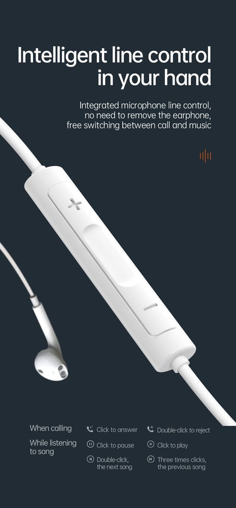 سماعات أذن سلكية Mcdodo (HP-7500) بمنفذ Type-C | صوت عالي الدقة، جودة صوت أصلية، تحكم بالصوت لـ Huawei/Xiaomi/Samsung