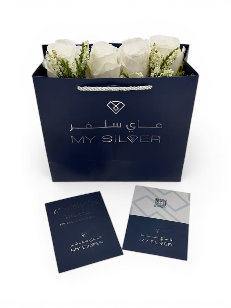 تغليف كيس اهداء ورد ابيض