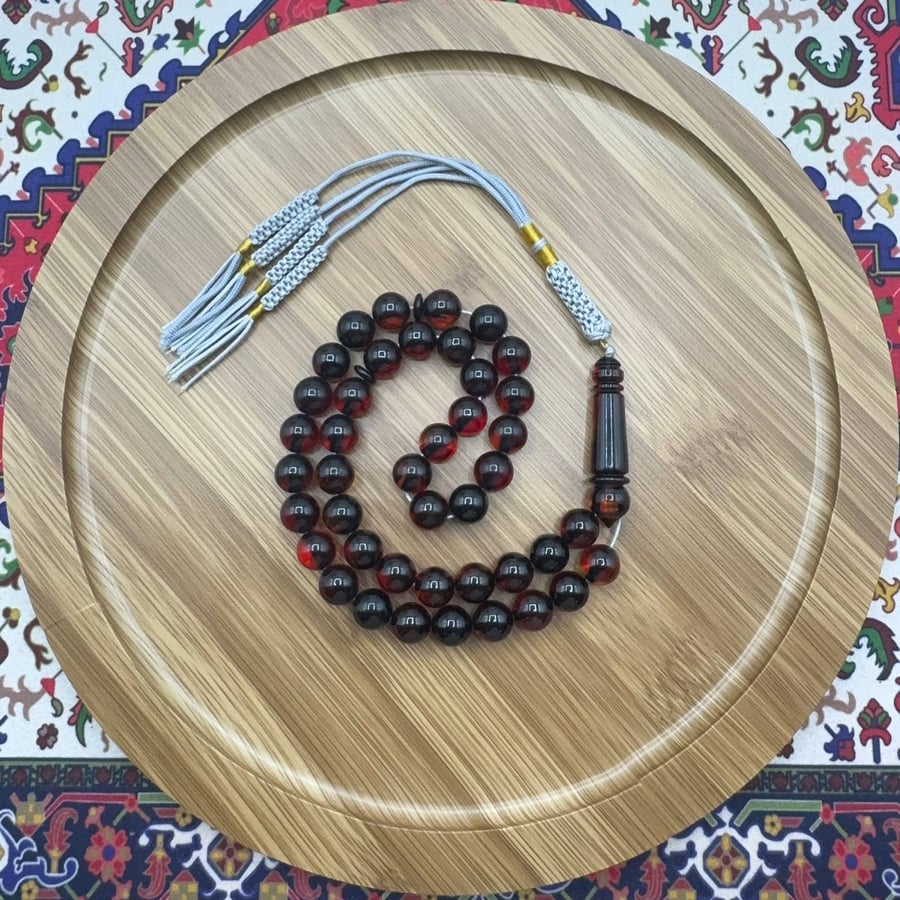 سبحة فاتوران أحمر كرز داكن – 47 خرزة