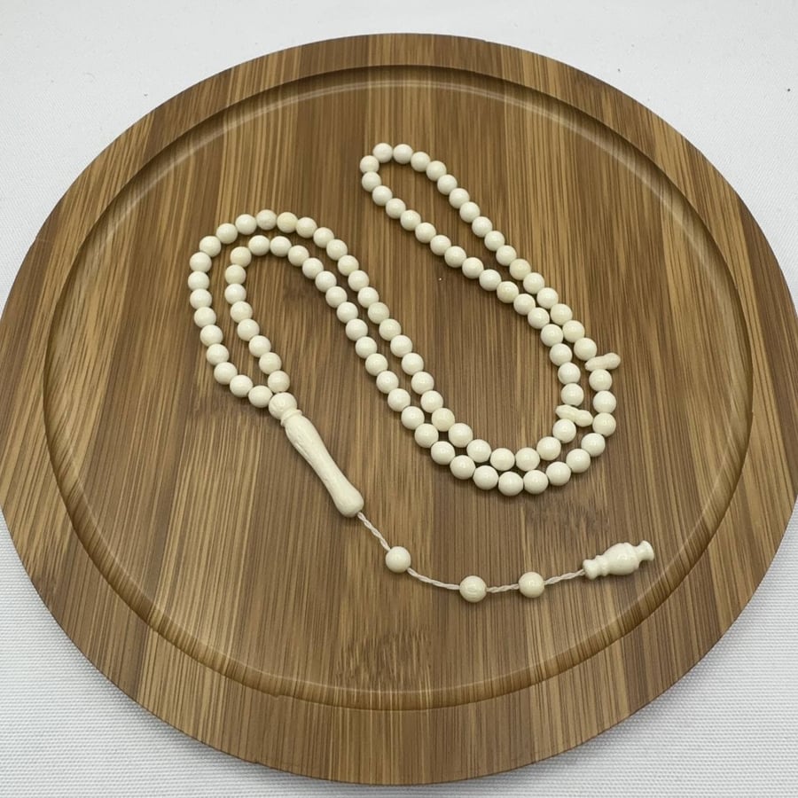 سبحة عظم جمل طبيعي (99 خرزة) ناعمة