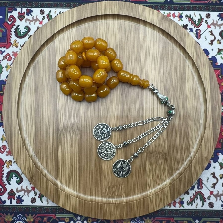 سبحة فاتوران عسلي – 33 خرزة