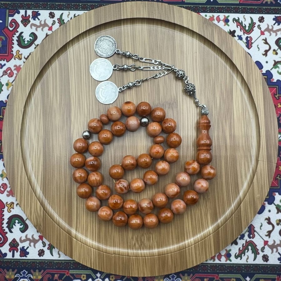 سبحة مسكي بني طبيعي – 45 خرزة