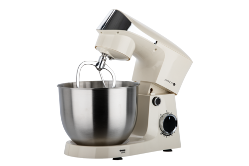 Dots Stand Mixer 5.0 Liter, Stainless Bowl, 800 Watts, 10 Speeds + Pulse, Hook, Racket, Whisk, Safety Lock, Cream Color FMS103P52