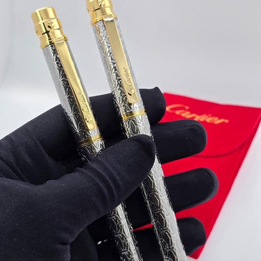 Men's silver pen with gold