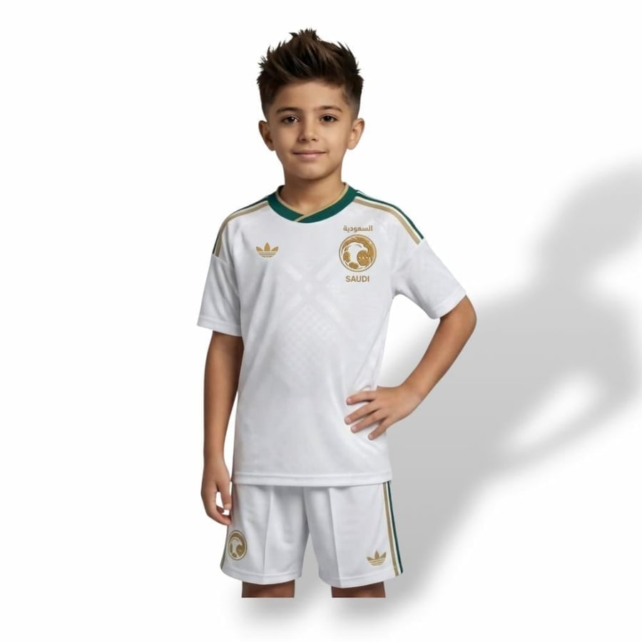 طقم المنتخب السعودي اطفال 2026 لون ابيض