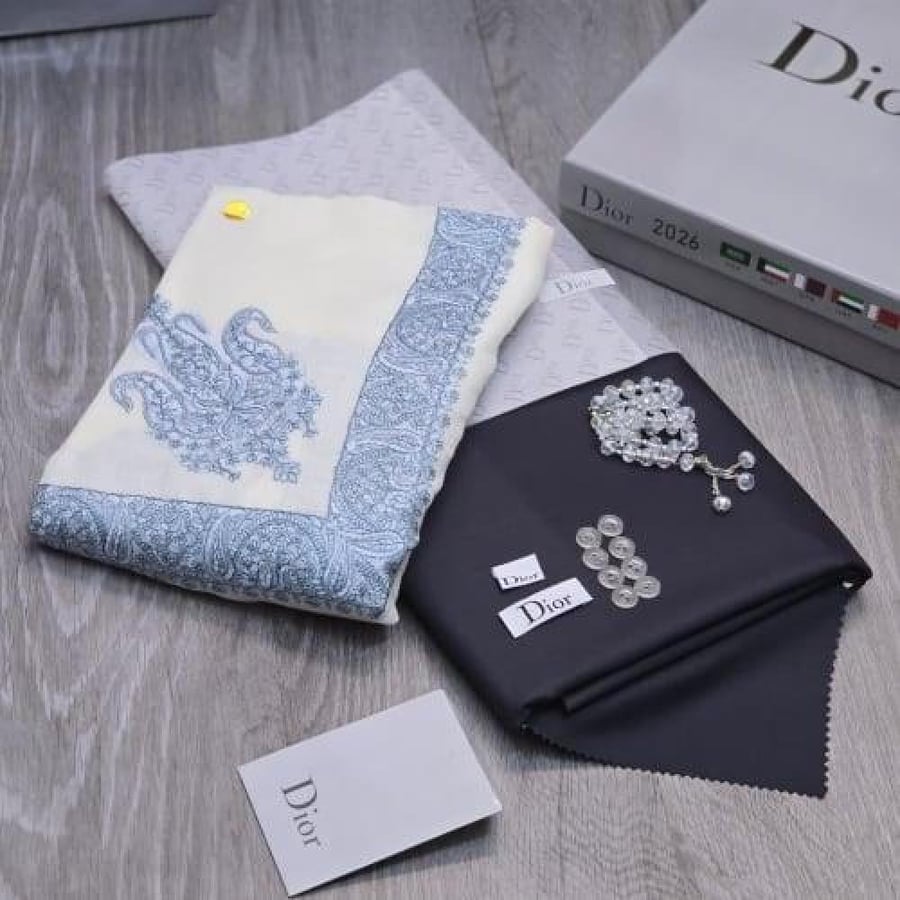 Winter fabric set Dior + Kashmiri shawl + Beaded rosary