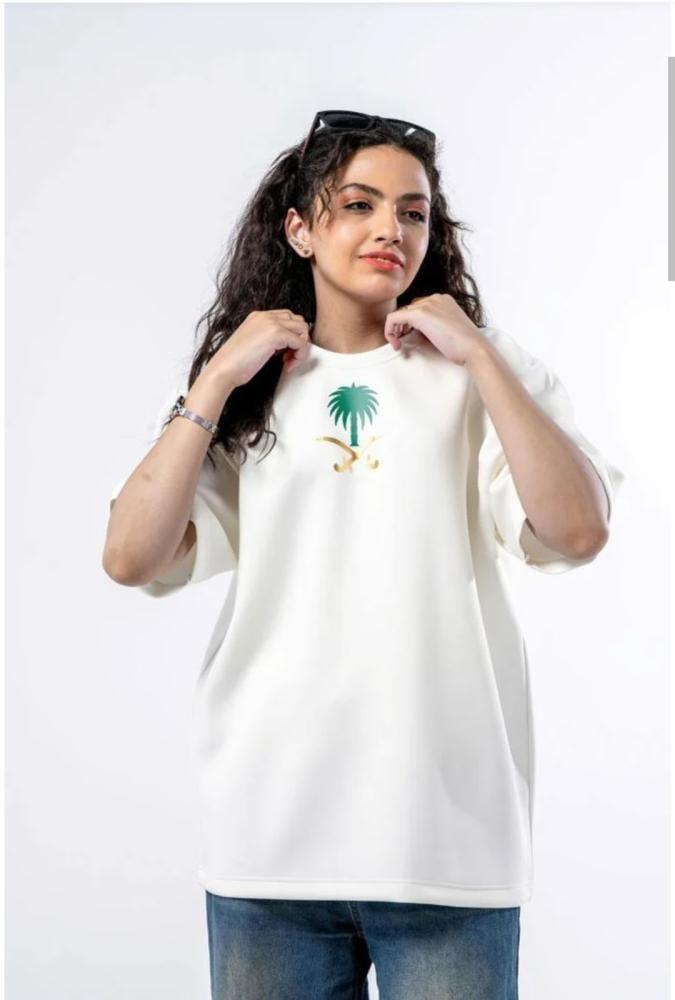 تيشيرت اليوم الوطني السعودي سيفين ونخلة