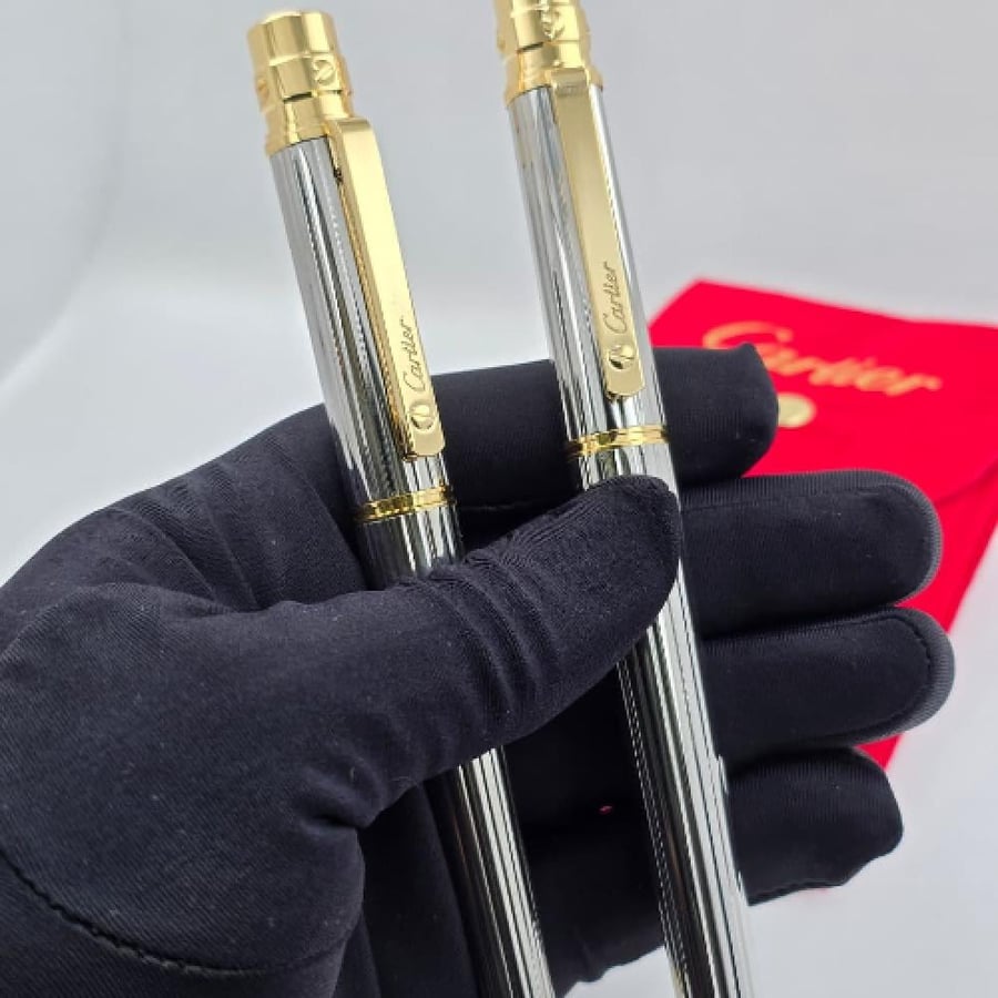 Men's silver pen with gold
