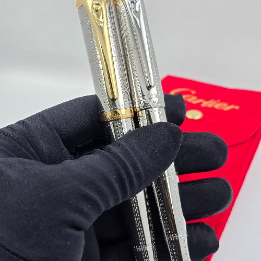 Men's silver pen with gold