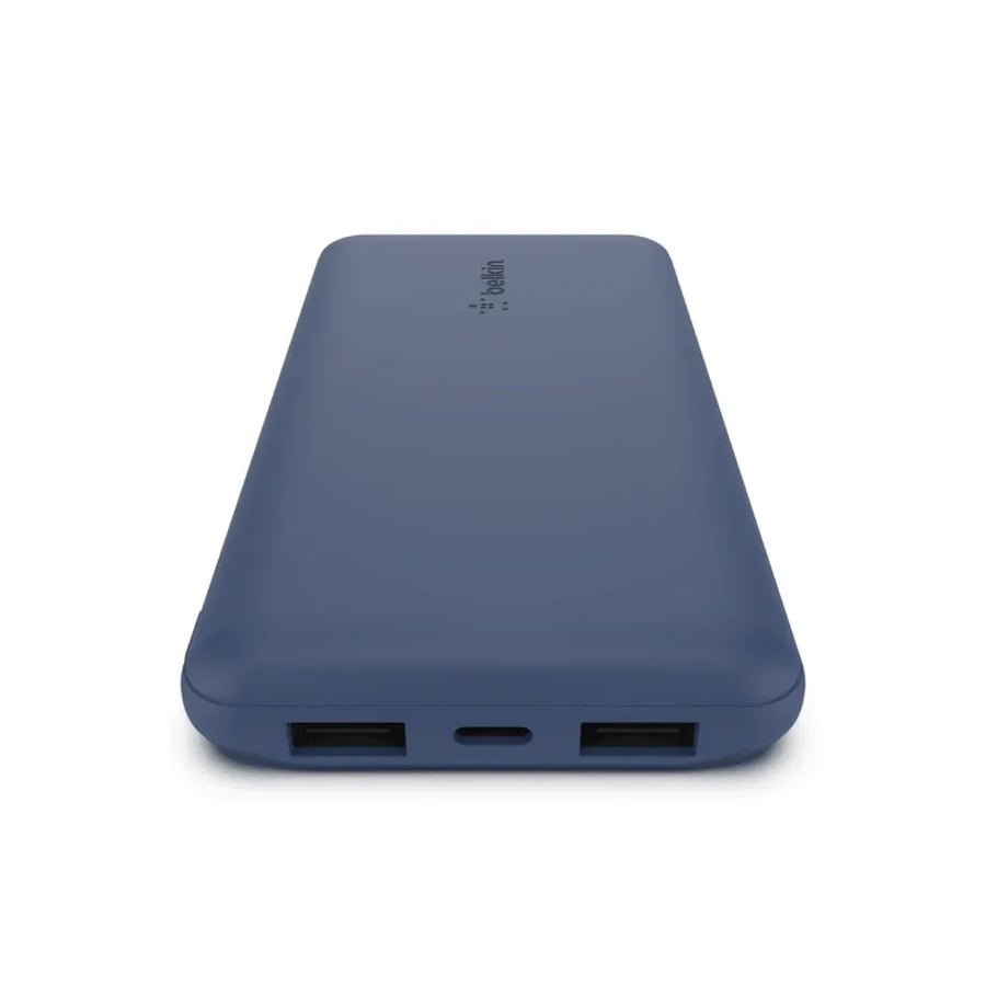 بيلكن باور بنك بسعة 10,000 ملي أمبير بمنفذ USB-C ومنفذين USB-A بقوة 15 واط - أزرق
