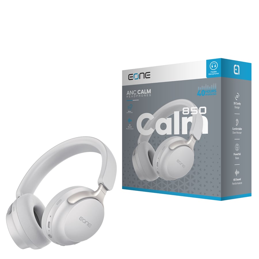 EONE EONE CALM 850 ANC Bluetooth Headset Noise Isolation & Studio Clarity Up to 40 Hours - White