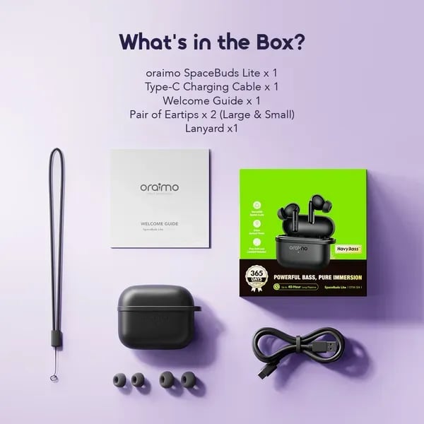 أورايمو SpaceBuds Lite سماعة أذن لا سلكية بصوت محيطي - أسود