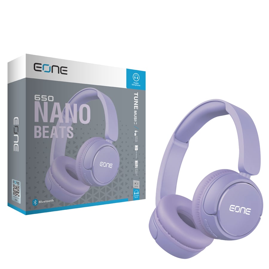 إي ون EONE Nano Beats سماعة رأس بلوتوث تدوم حتى 30 ساعة - بنفسجي