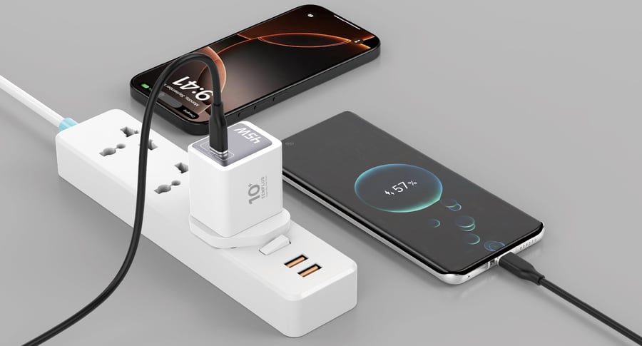 TenPlus 45W USB-C GaN wall charger in white
