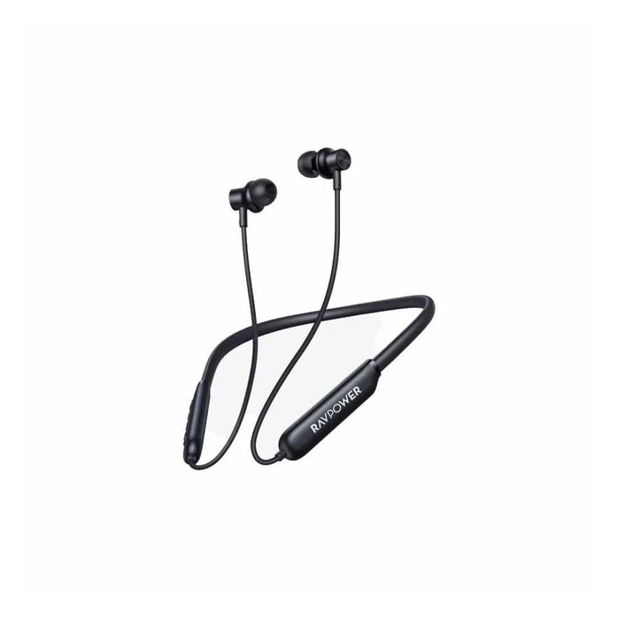 RAVPower Wireless Neckband Earphones with Bluetooth 5.2 & 40 Hours Battery – Black