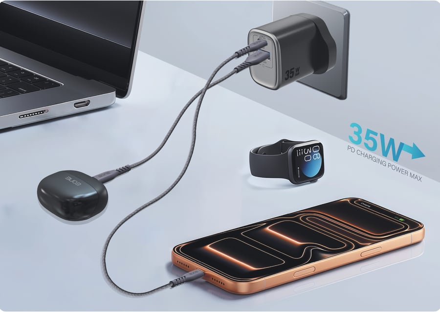 eOne EONE 35W Super Wall Charger Header (PD+QC) Supports Fast Charging - Black