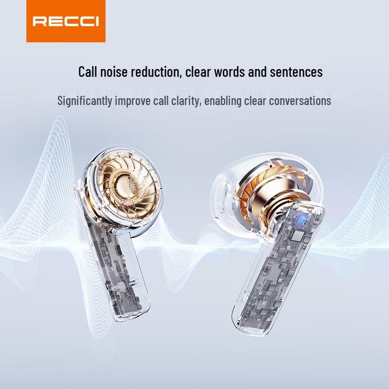 Recci REP-W80 Wireless Earbuds with Bluetooth 5.3, Hi-Fi Audio & HD Calls