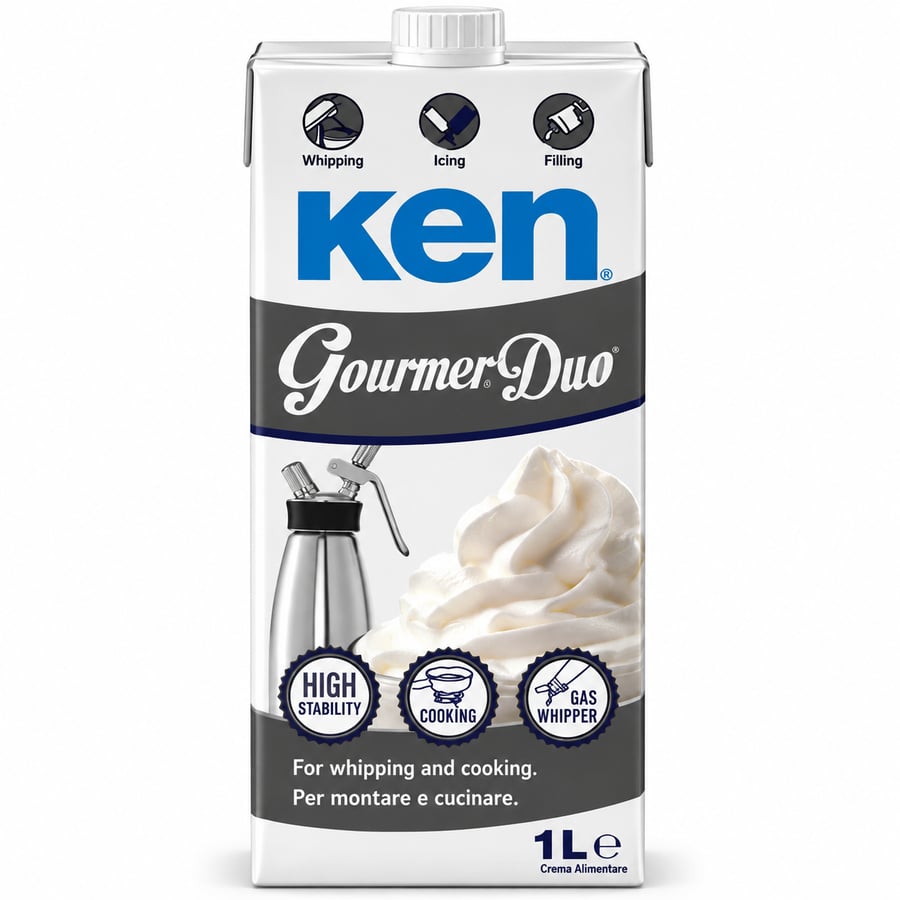 كين كريمة حيوانية متعددة الاستخدامات للطبخ والخفق جورميه ديو 1 لتر - Ken Gourmet Duo Versatile Dairy Cooking & Whipping Cream 1L