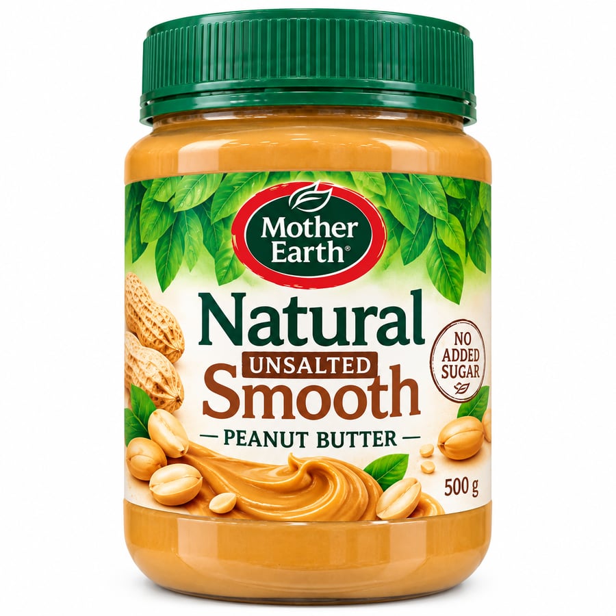 مازر إيرث زبدة فول سوداني ناعمة غير مملحة 380 جرام - Mother Earth Smooth Unsalted Peanut Butter 380g
