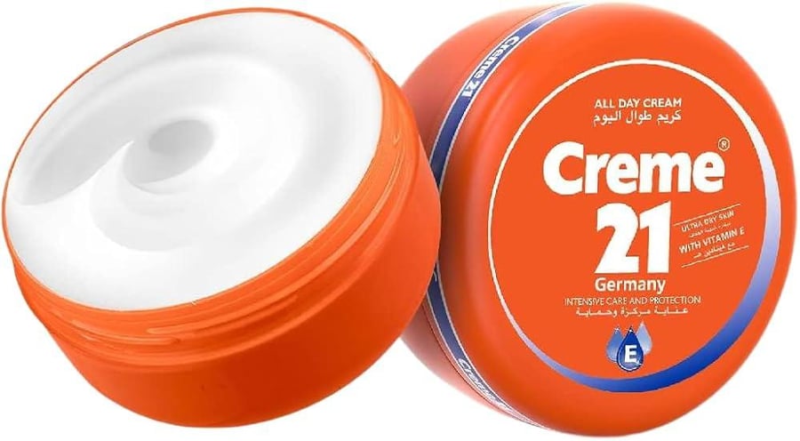 Body cream from كريم 21 provides rich hydration with vitamin E for nourished and refreshed skin, suitable for all skin types, 150 ml
