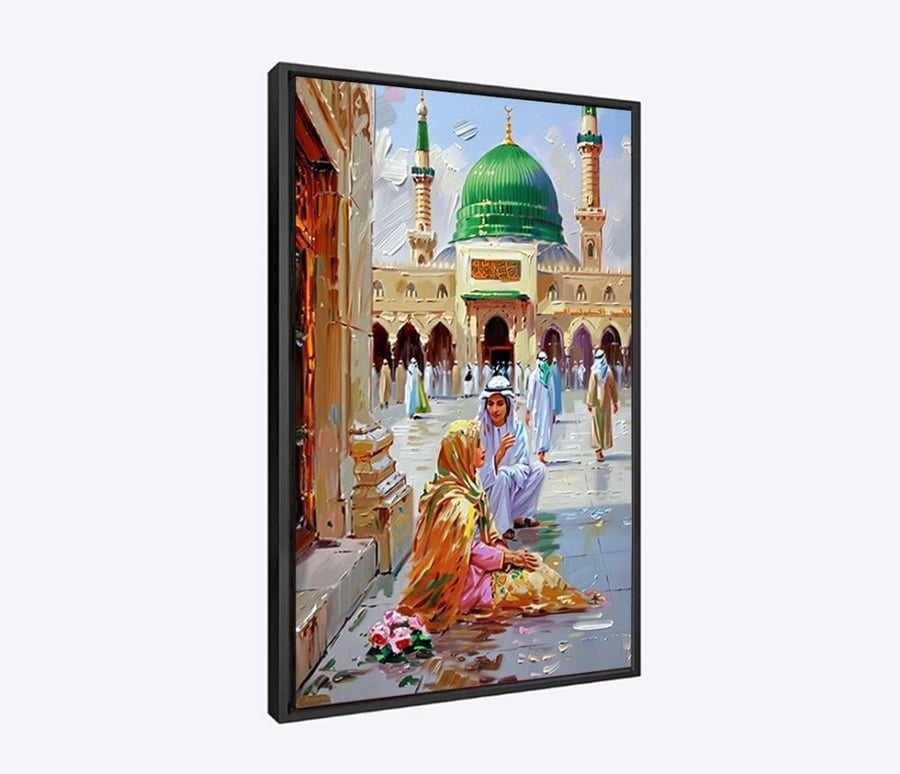 لوحات فنية مودرن "ظلال المدينة" (المسجد النبوي والقبة الخضراء)