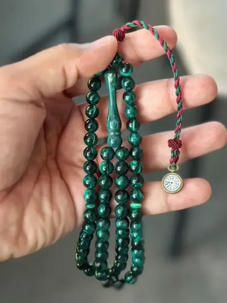 مسباح بكلايت أخضر مموج 8 مل بكركوش الساعة