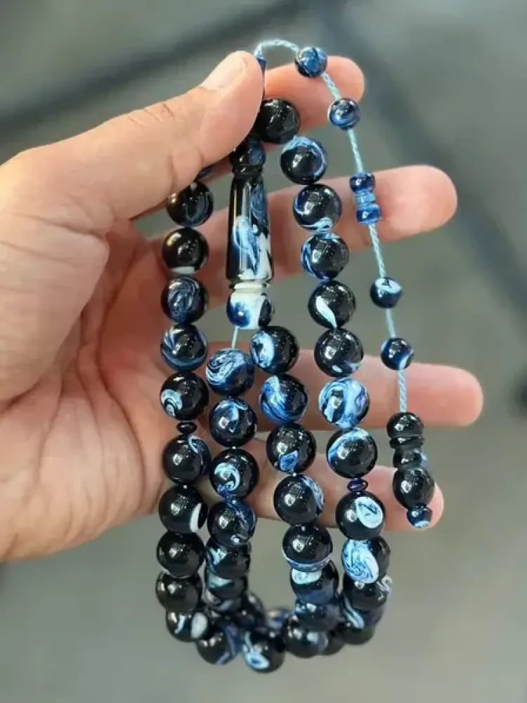 مسباح بكلايت راهي 12 مل كحلي مموج بطقم تمليكه