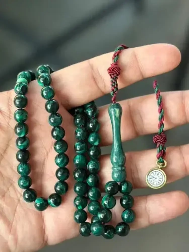 مسباح بكلايت أخضر مموج 8 مل بكركوش الساعة