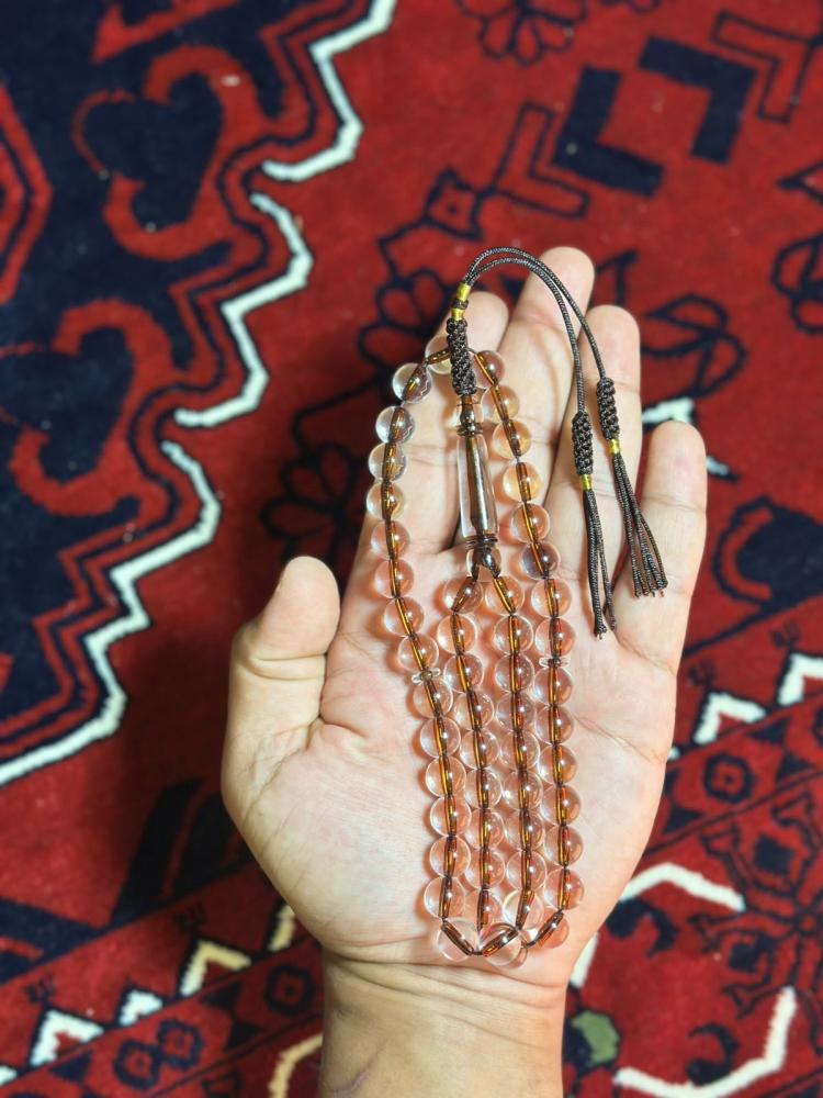 مسباح بكلايت شفاف بني بكركوش حياكة يدوية