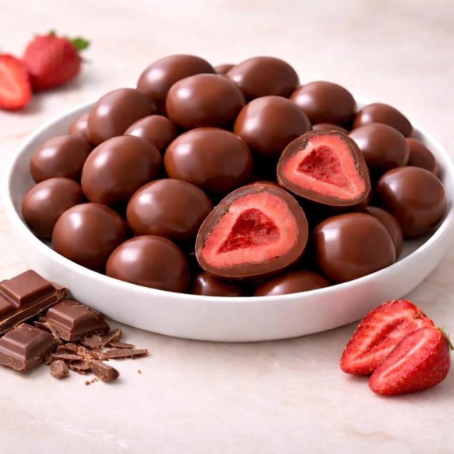 دراجيه فراولة بالشوكولاته البلجيكية