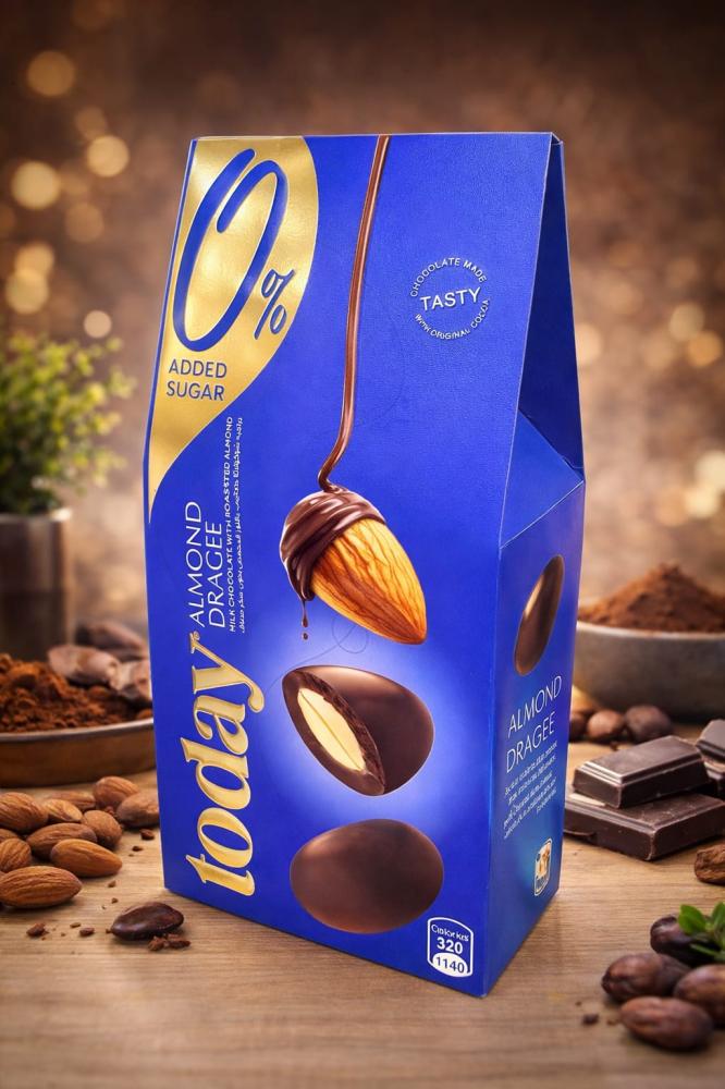 Today Dragee شوكولاته حليب باللوز المحمص بدون سكر مضاف