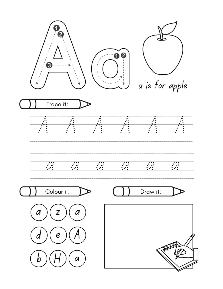 كتاب تدريبات الحروف الأبجدية الإنجليزية للأطفال Pre-School Alphabet Workbook