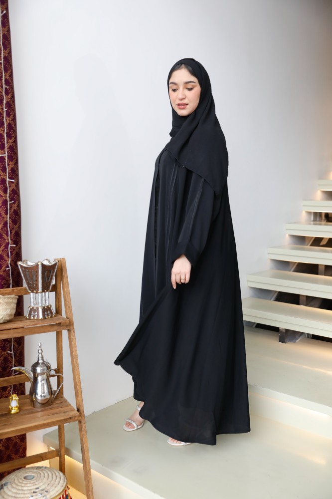 0080عبايه سوبر ندا كلوش بخطوط طولي