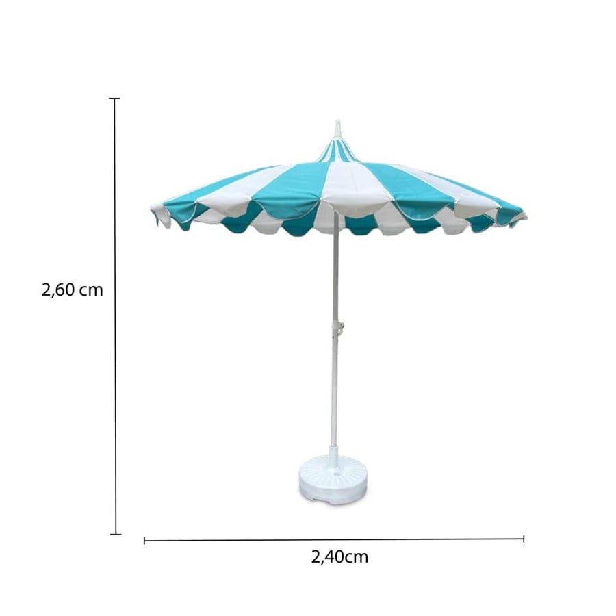 Sky blue striped umbrella | includes the stand