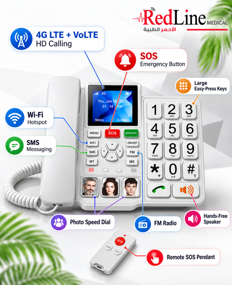 هاتف كبار السن اللاسلكي 4G REDLINE M600