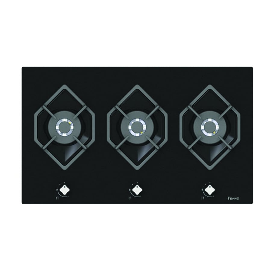 Gas hob 90cm double burner black glass F21