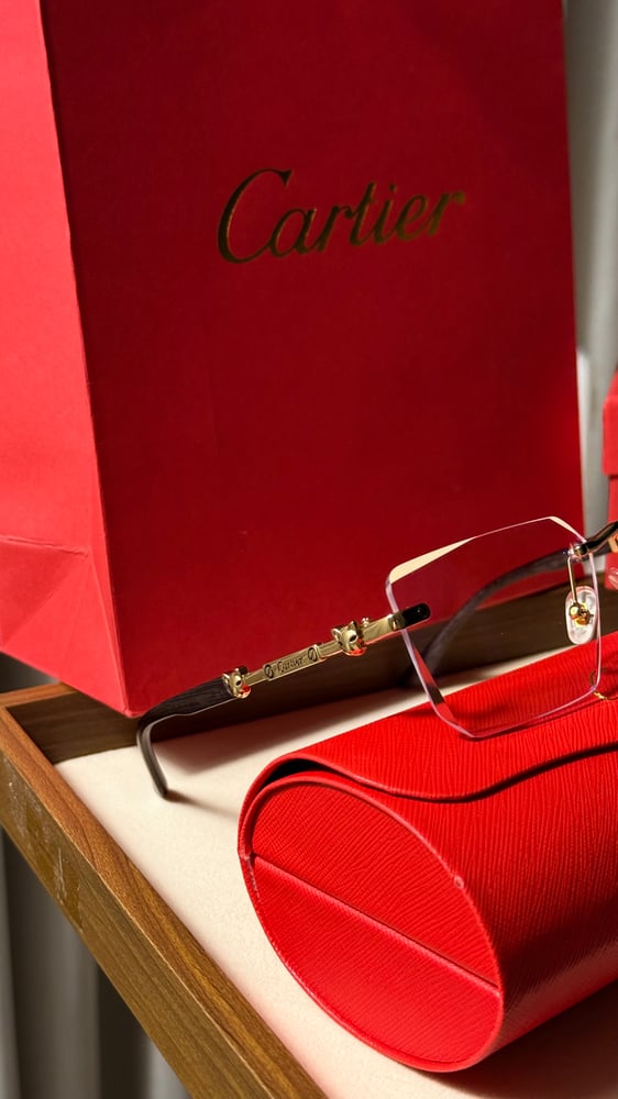 نظارة cartier -اطار ذهبي عدسة شفاف