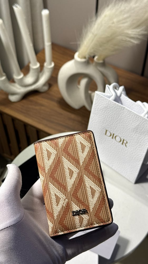 محافظ جيب رجالي - Dior بني مخطط