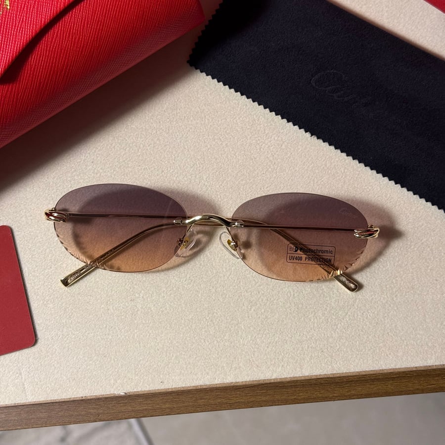 نظارة cartier -اطار ذهبي عدسة مدرج