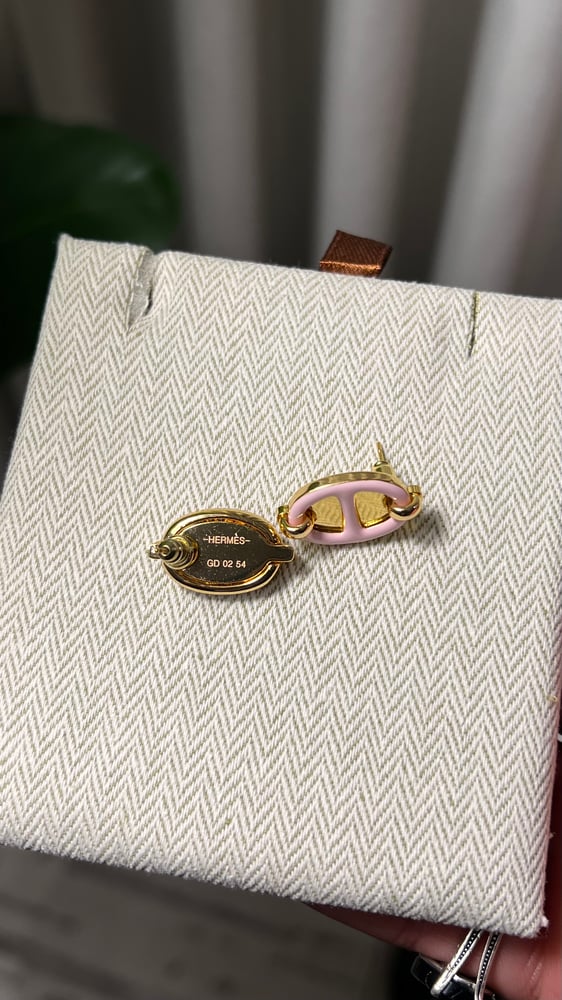 سلسال + حلق hermes ذهبي - وردي