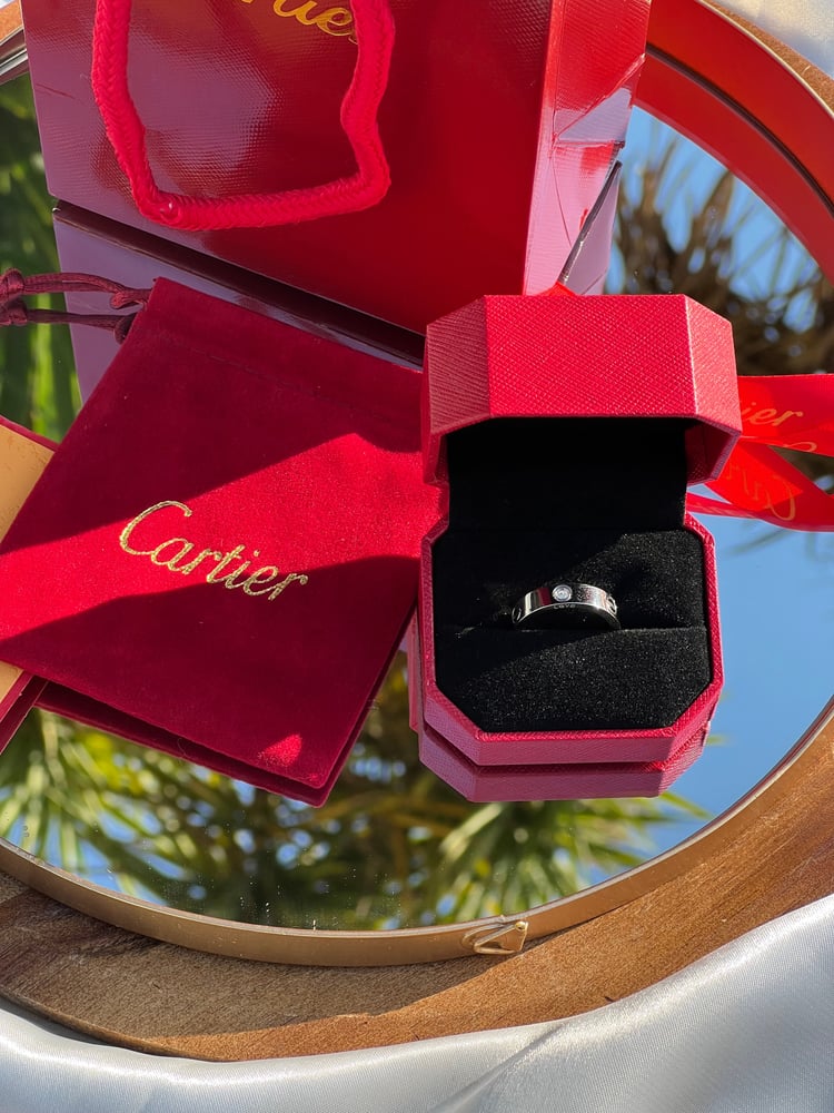 خاتم Cartier الكبلز فضي بفصوص ذهبي سادة ماستر كواليتي