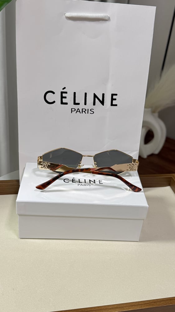 نظارة CELINE إطار ذهبي عدسة سوداسي لون زيتي