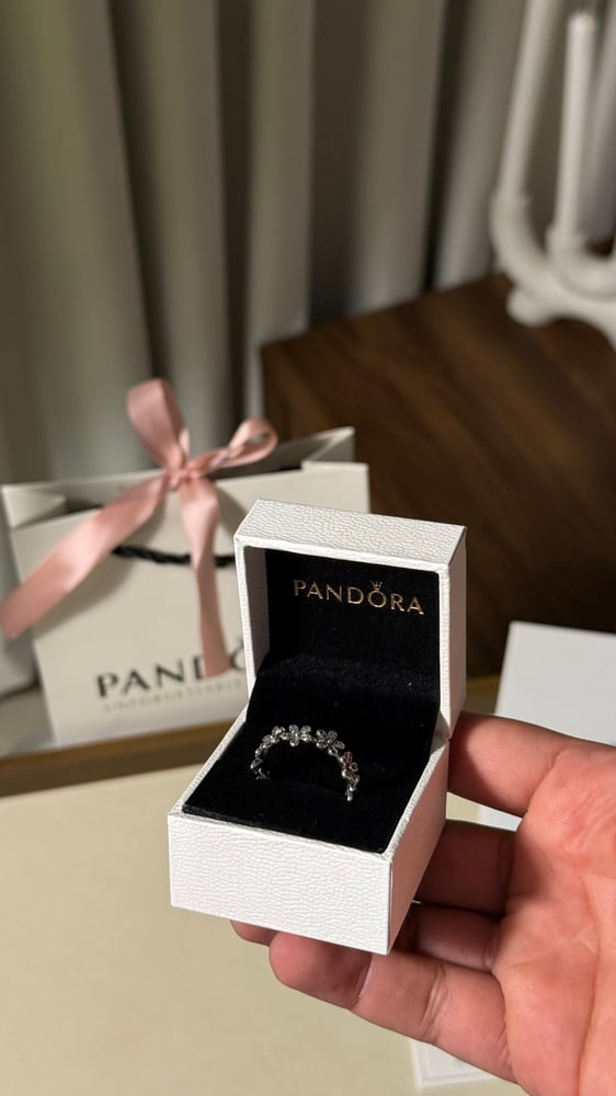 خاتم باندورا Pandora فضي كرستالة فضي ماستر كواليتي
