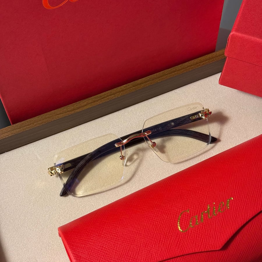 نظارة cartier -اطار اسود - عدسة شفاف