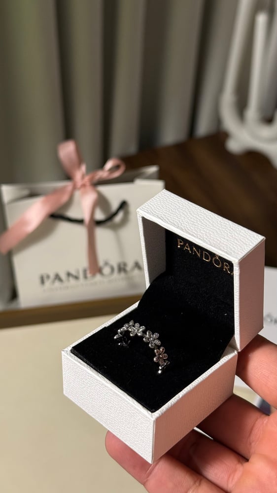 خاتم باندورا Pandora فضي كرستالة فضي ماستر كواليتي