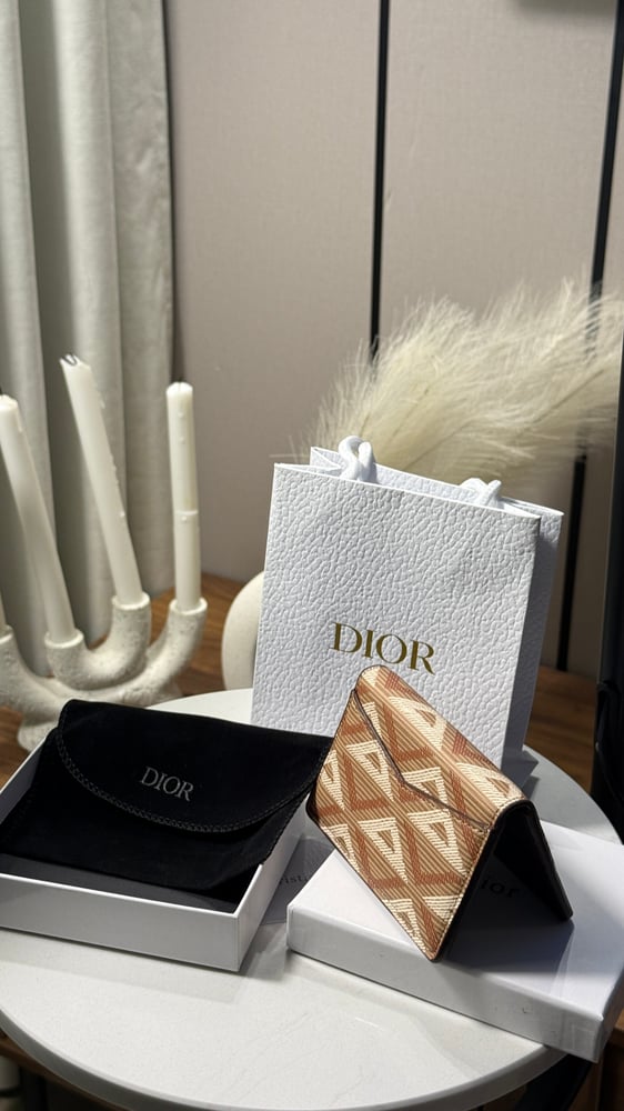 محافظ جيب رجالي - Dior بني مخطط
