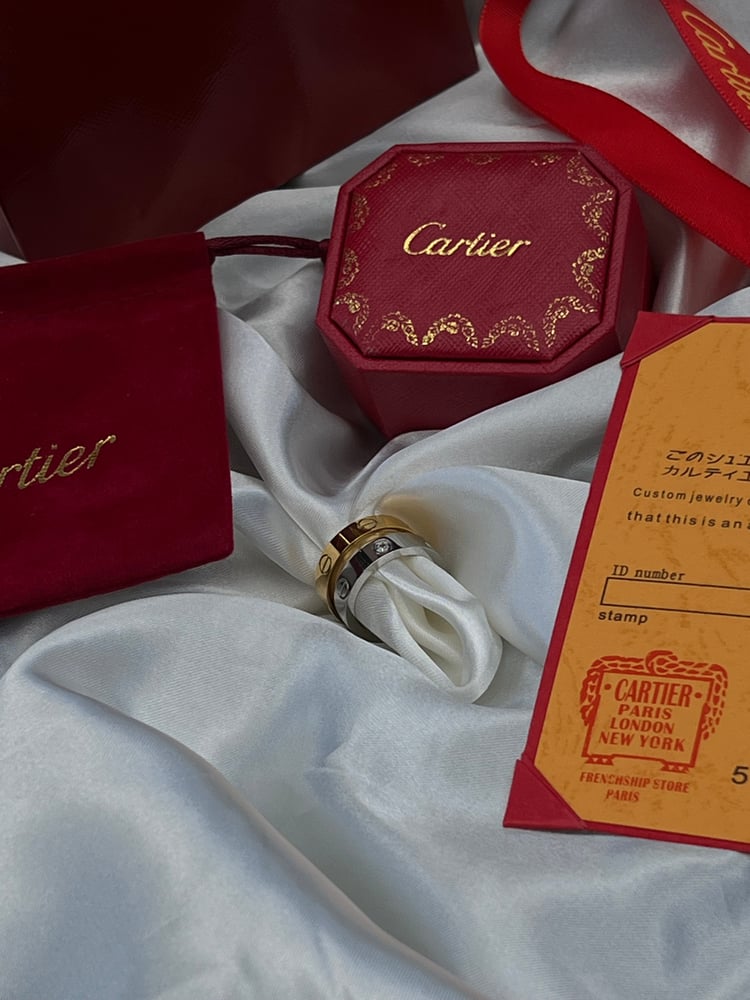 صورة خاتم Cartier خاتم Cartier الكبلز فضي بفصوص ذهبي سادة ماستر كواليتي
