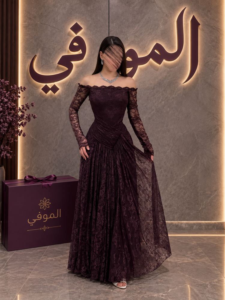 فستان لاسي موفي أوف شولدر