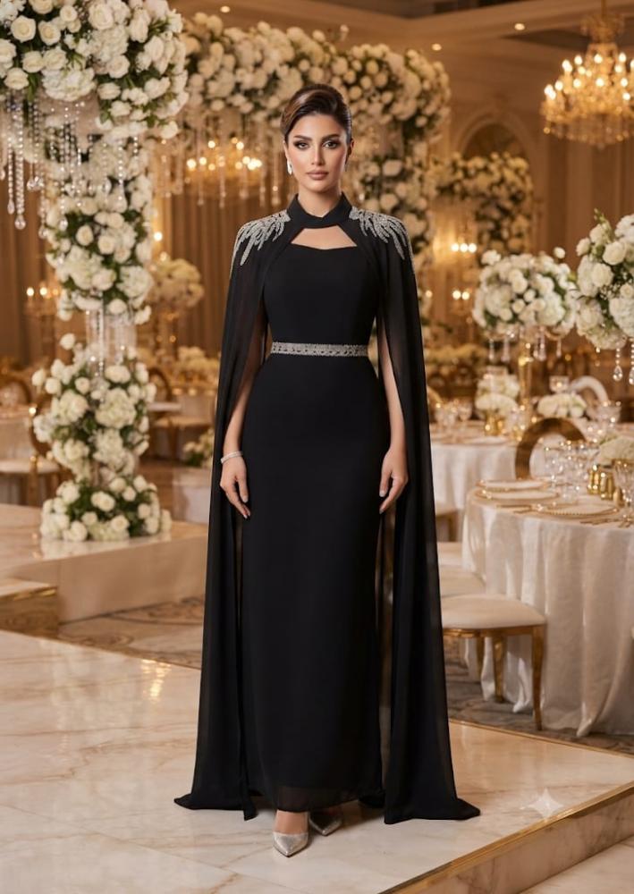 فستان سهرة انيق اسود يلبس بعدة طرق
