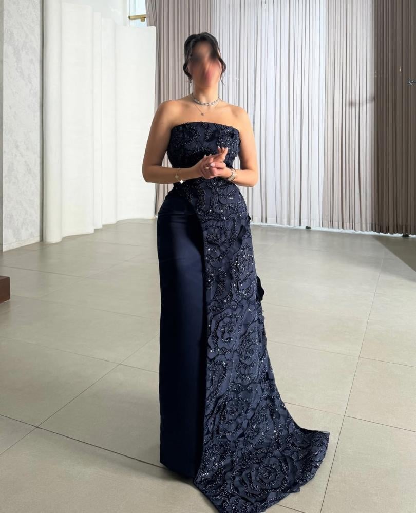 Elegant navy evening dress